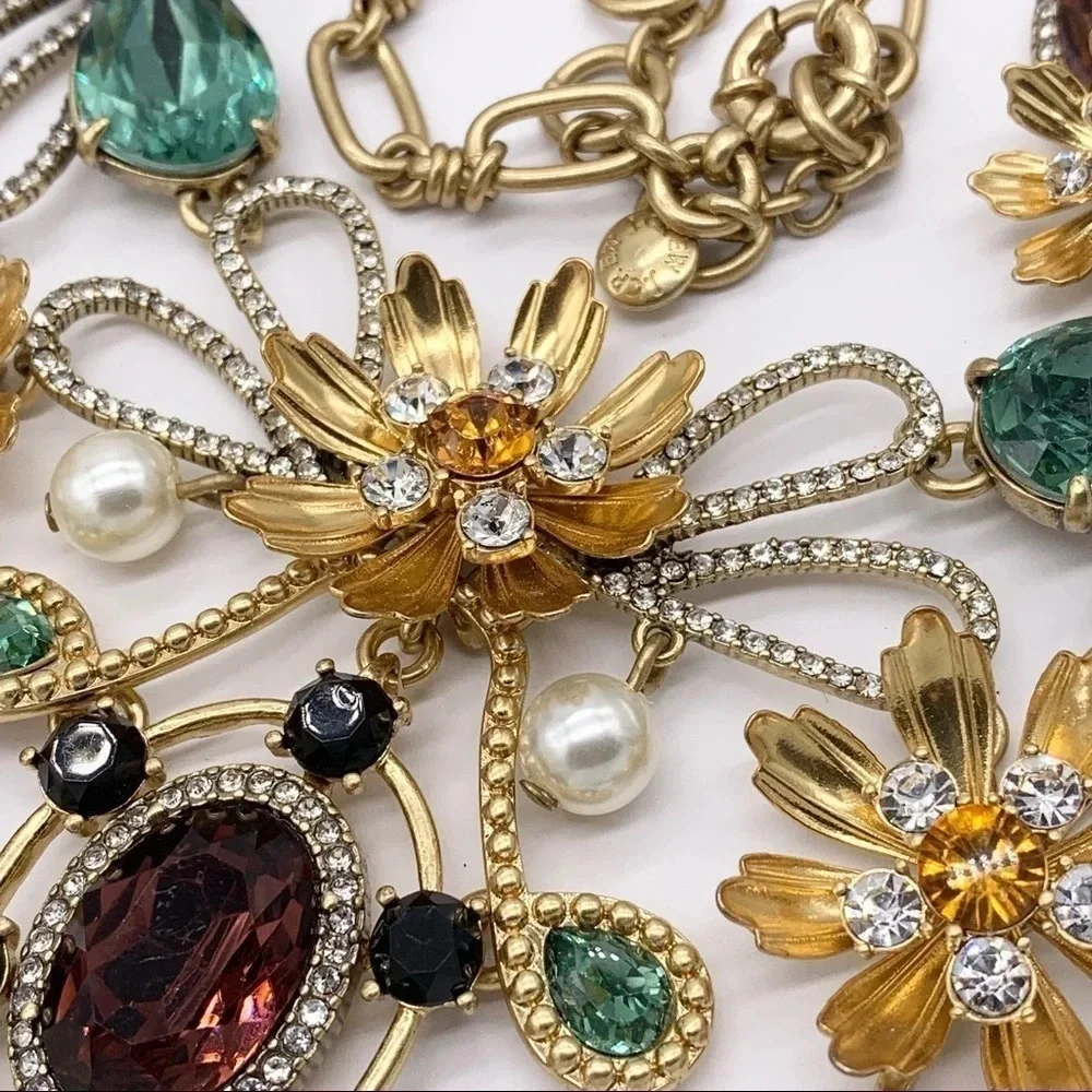 J. Crew Alhambra Baroque Floral Jeweled Necklace